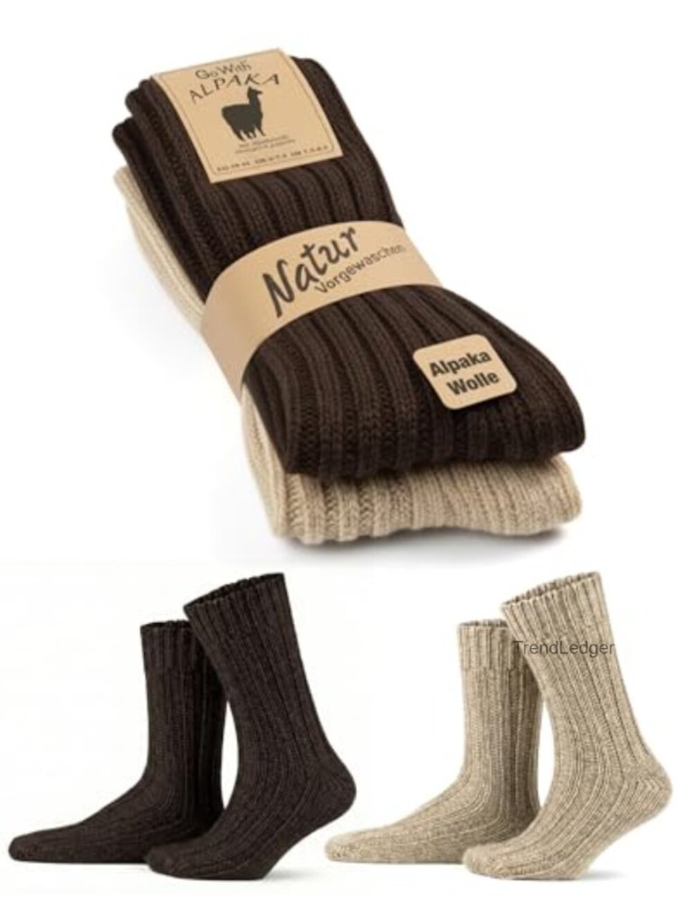 Alpaca Merino Wool Extra Thick Calf Boot Socks Loose Fit Winter 2 Pairs